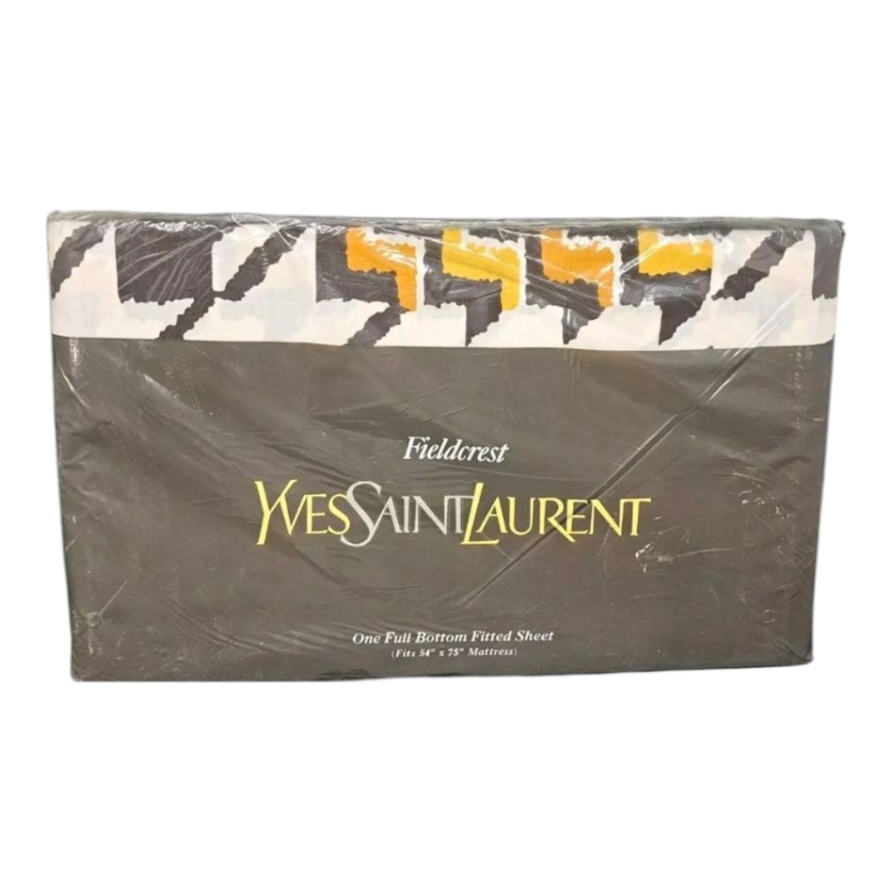 Vintage Yves Saint Laurent Full Sized Fitted Sheet 54" X 75" Houndstooth -NIP